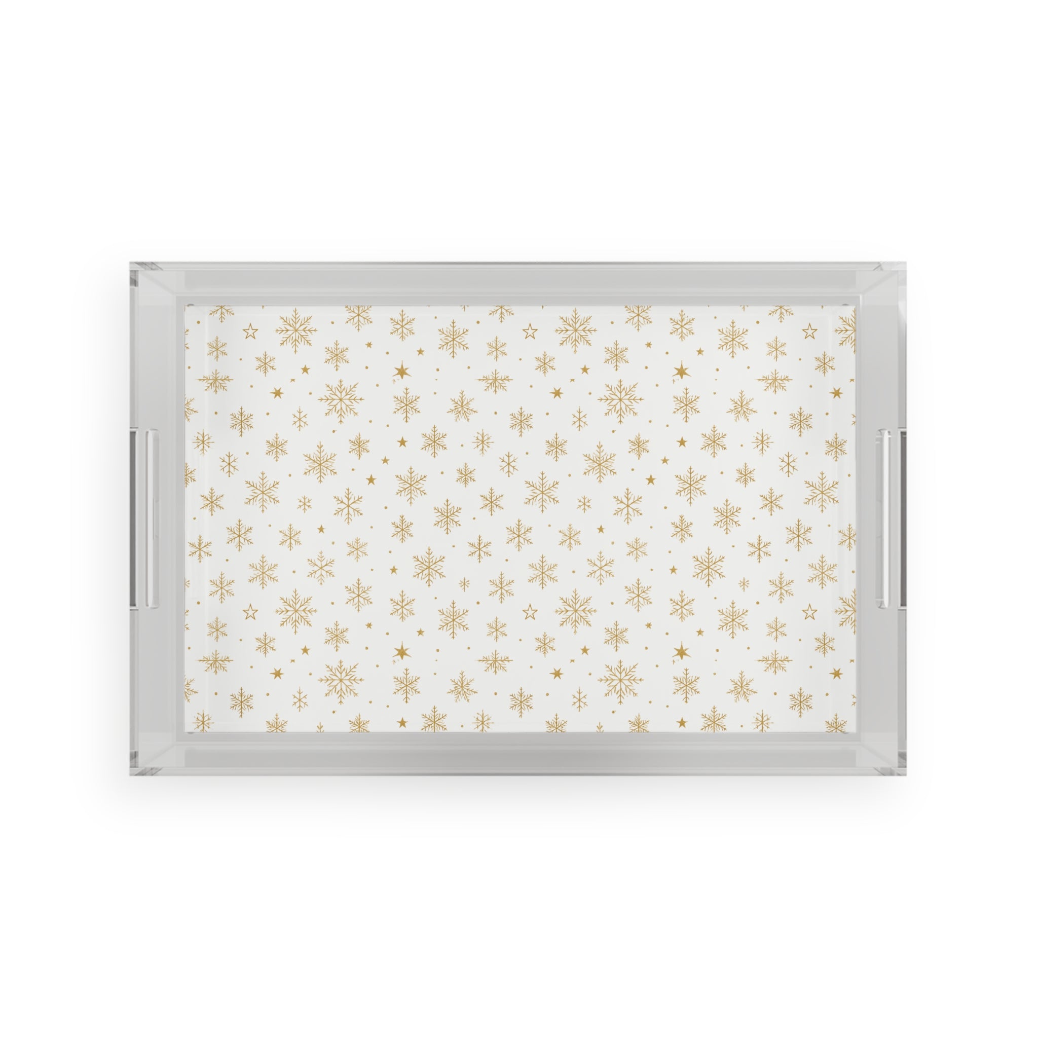 Gold Starburst Acrylic Serving Tray — Holiday Decorative Hostess Tray
