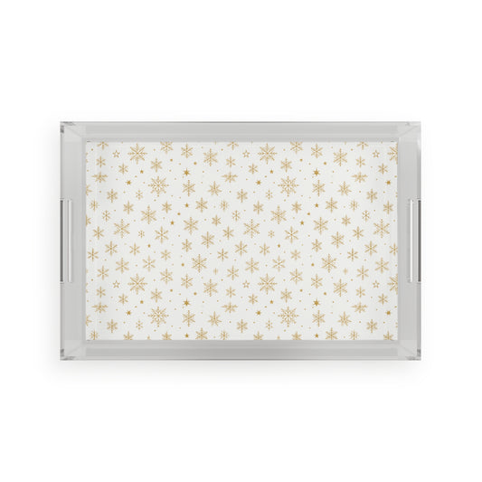 Gold Starburst Acrylic Serving Tray — Holiday Decorative Hostess Tray