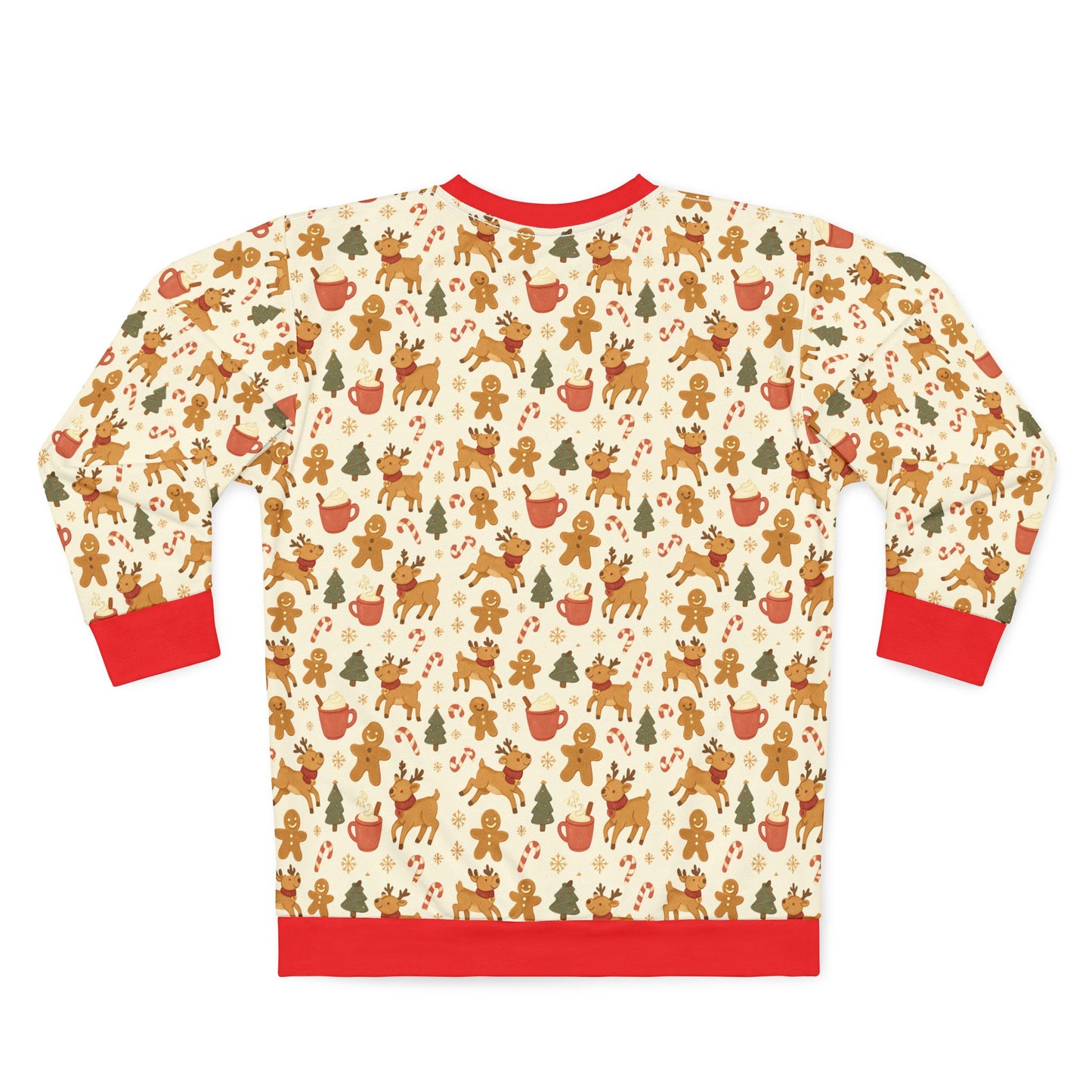 Christmas Gingerbread Pattern Sweatshirt — Festive All-Over Print Crewneck