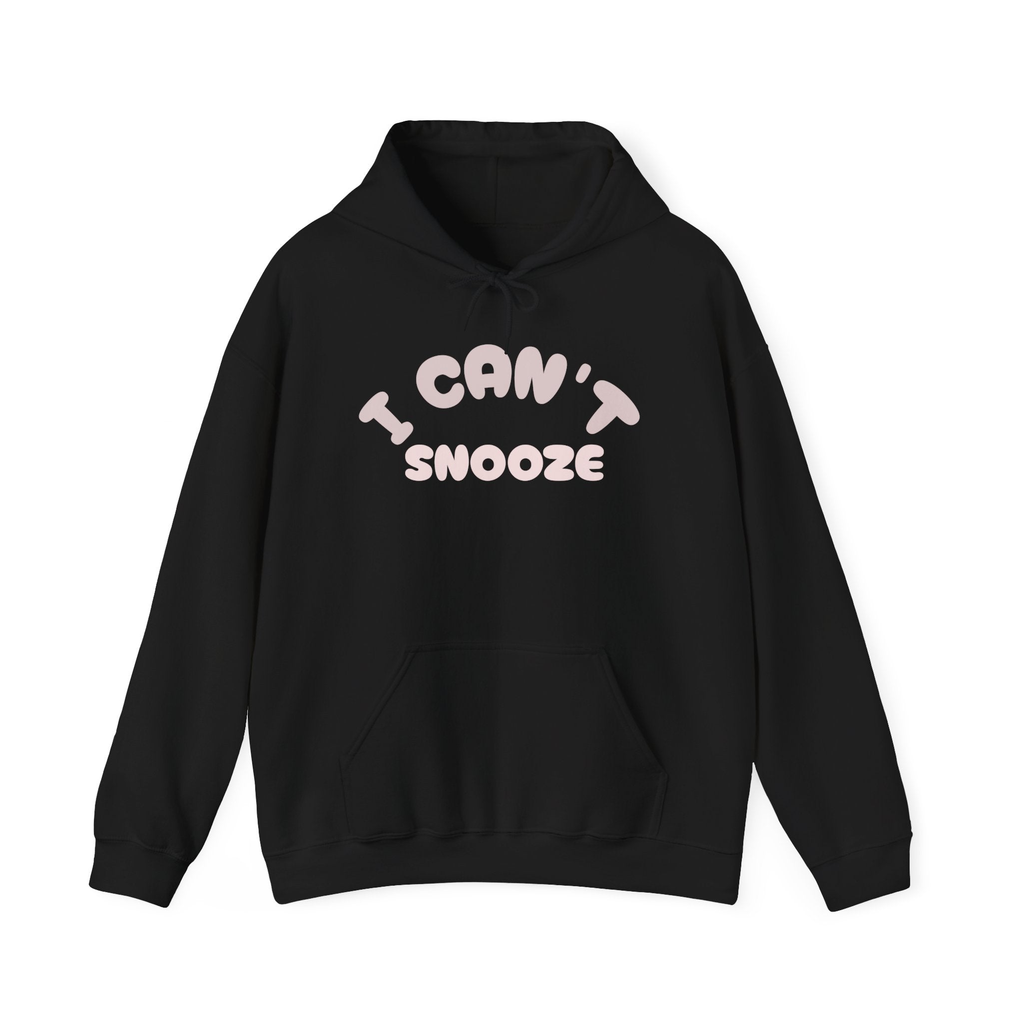 I Can't Snooze Butterfly Hoodie — Pink Retro Text & Butterfly Graphic Pullover