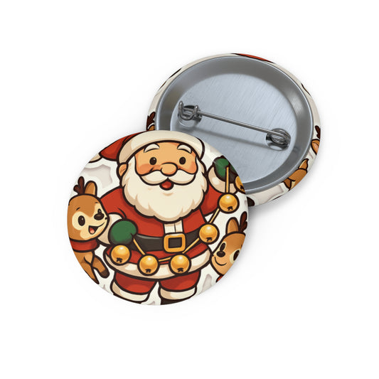 Santa Claus Custom Pin Buttons - Festive Holiday Accessories