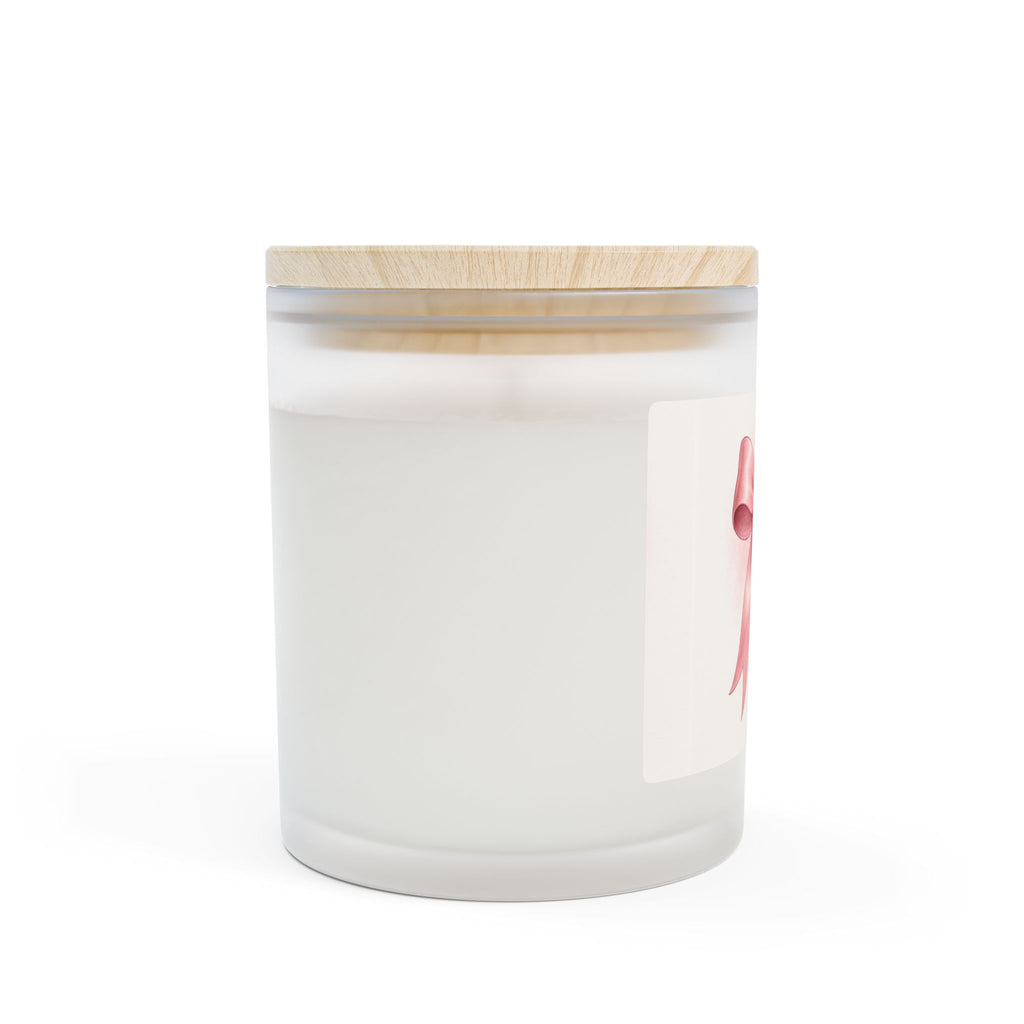 Pink Ribbon Frosted Glass Candle — 11oz Decorative Gift Candle