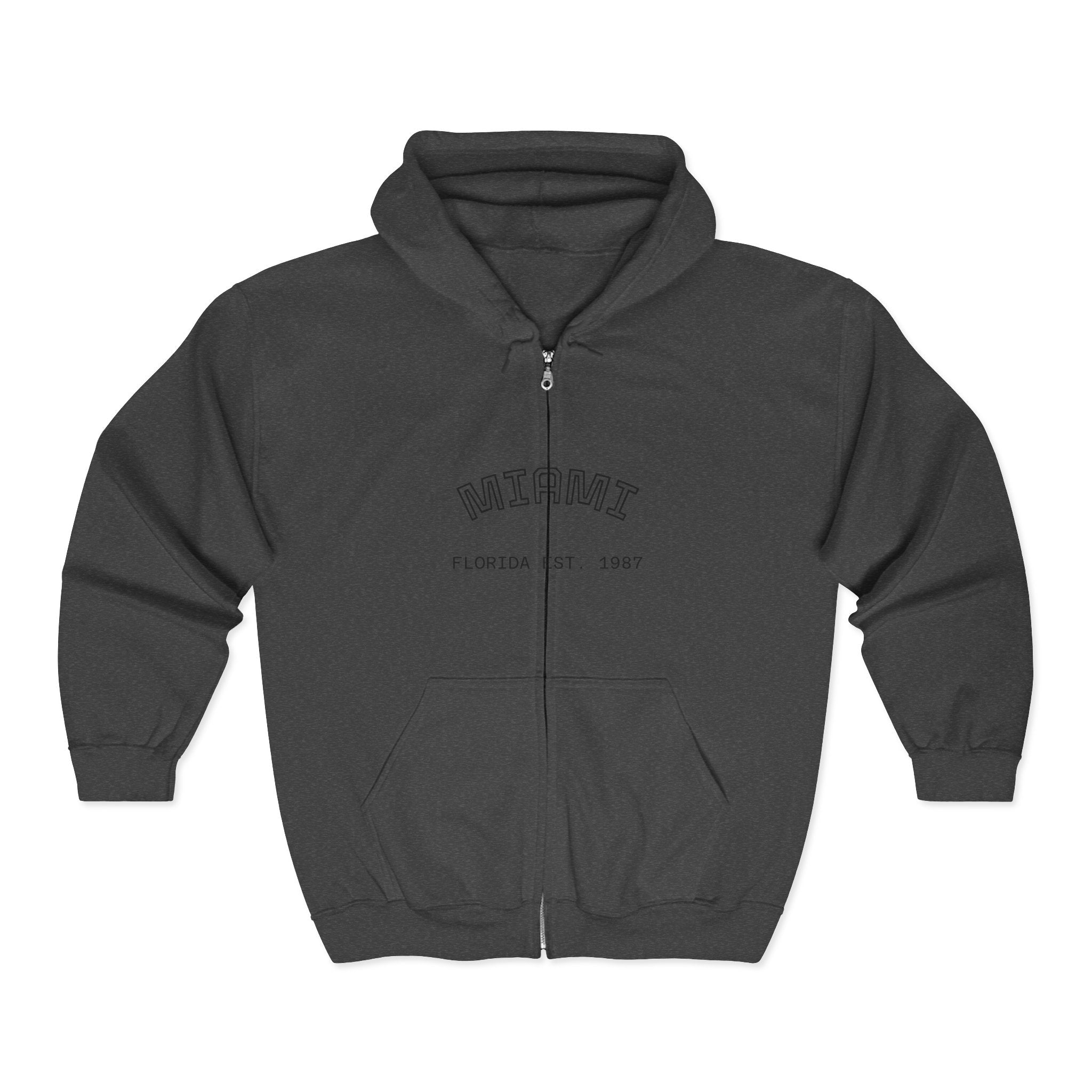 Black Full-Zip Hoodie — Classic Minimalist Zip-Up Hooded Sweatshirt