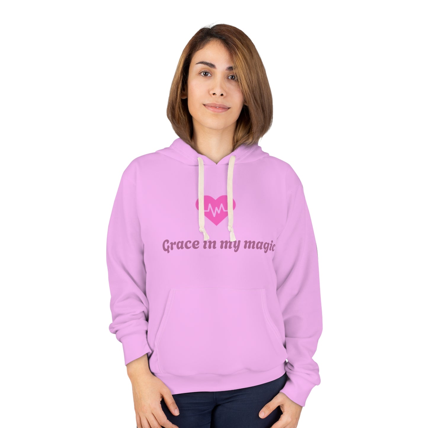 Grace In My Magic Hoodie — Pink Heart Pulse Graphic Pullover