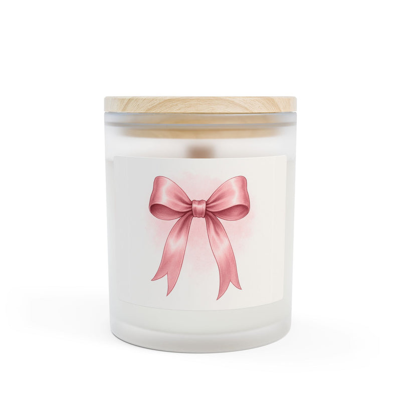 Pink Ribbon Frosted Glass Candle — 11oz Decorative Gift Candle