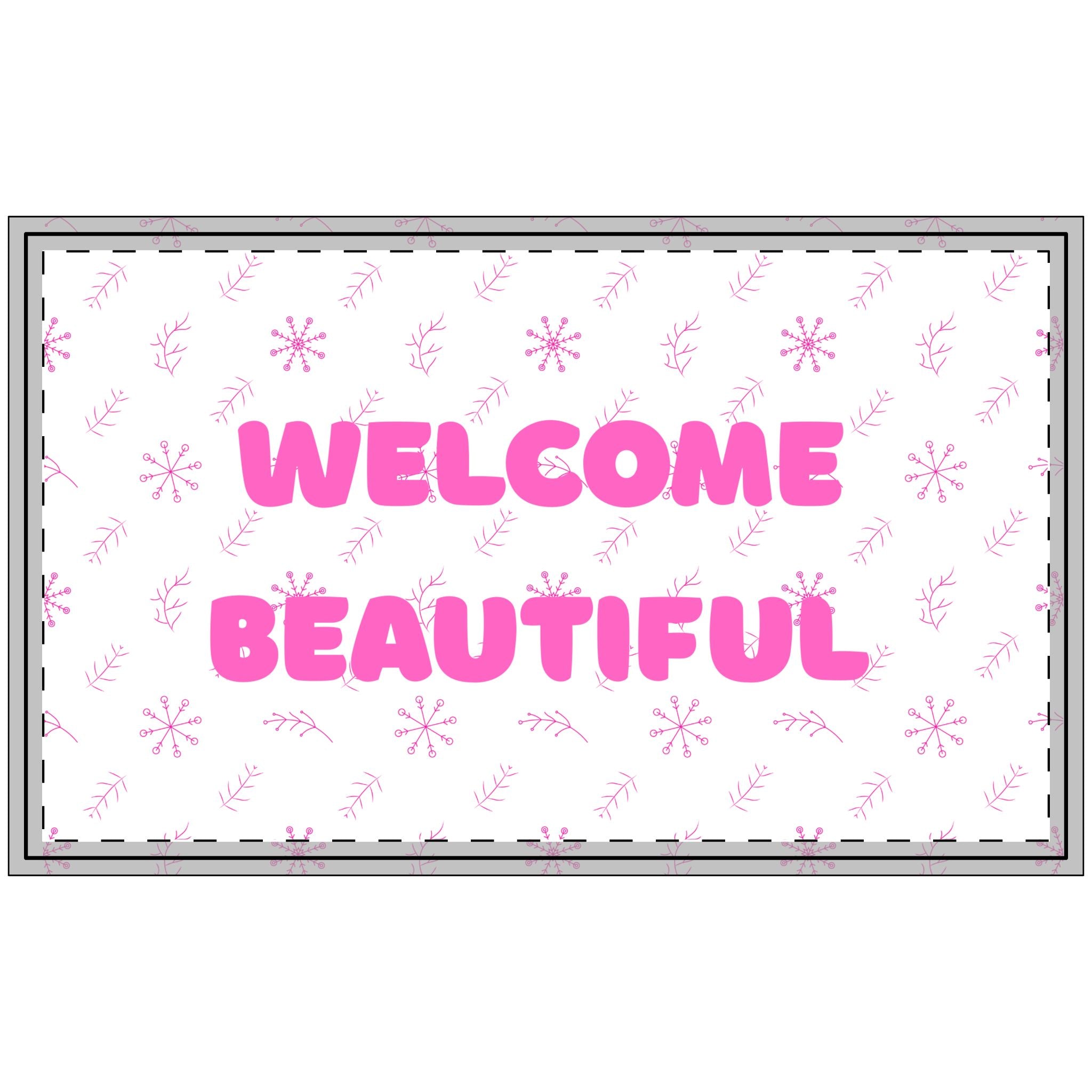 Welcome Beautiful Floral Doormat – Non-Slip Polyester Entry Mat