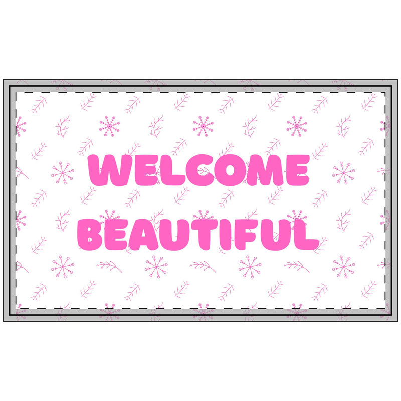 Welcome Beautiful Floral Doormat – Non-Slip Polyester Entry Mat