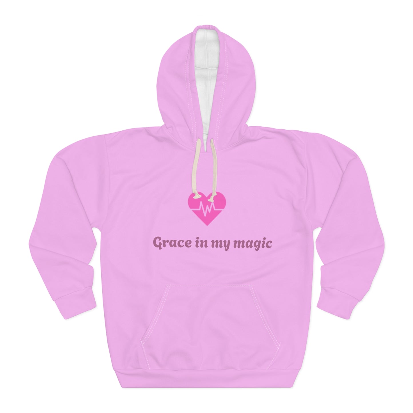Grace In My Magic Hoodie — Pink Heart Pulse Graphic Pullover