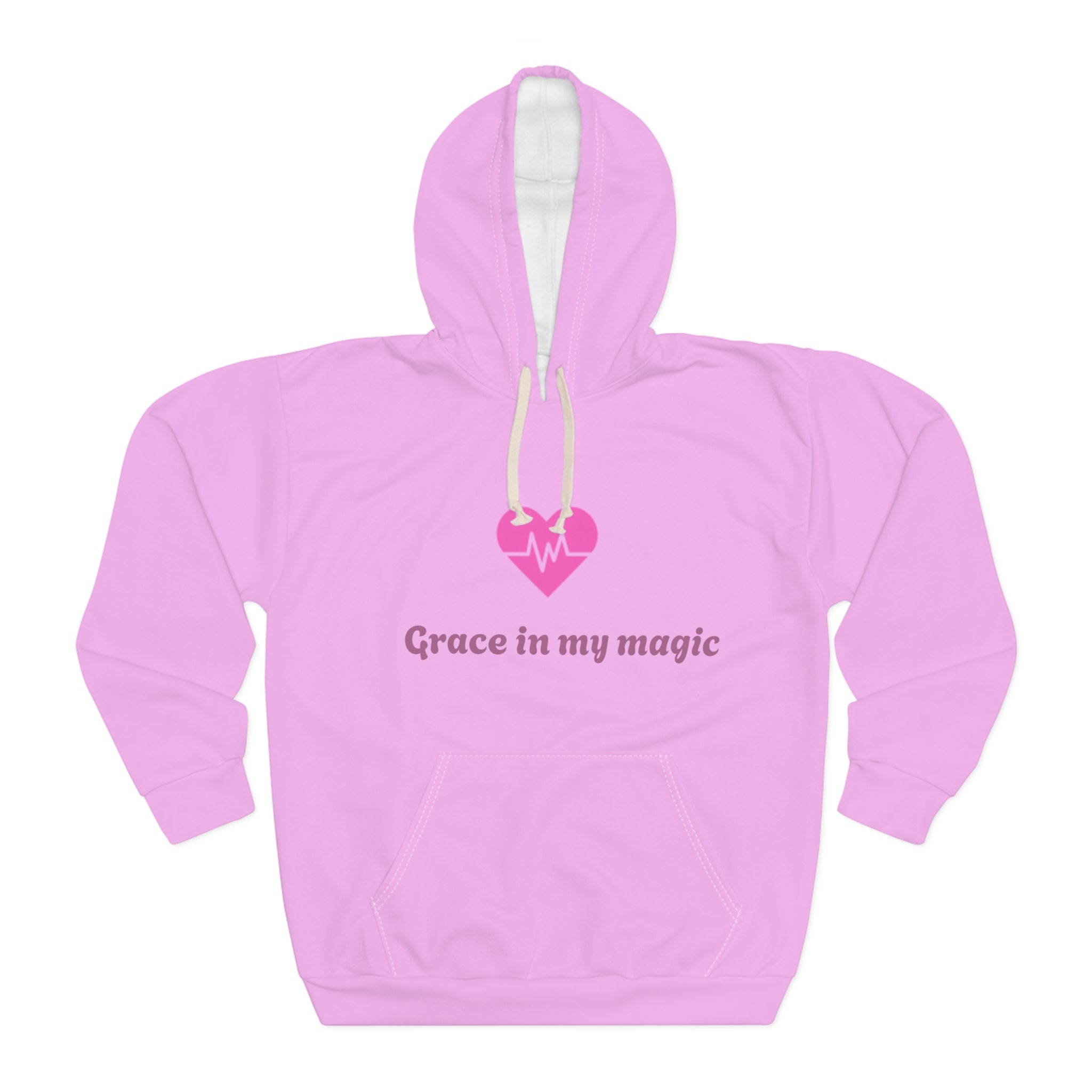 Grace In My Magic Hoodie — Pink Heart Pulse Graphic Pullover