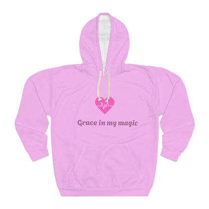 Grace In My Magic Hoodie — Pink Heart Pulse Graphic Pullover
